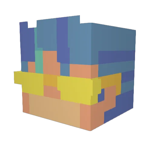 Bibs Minecraft avatar head, 3D render