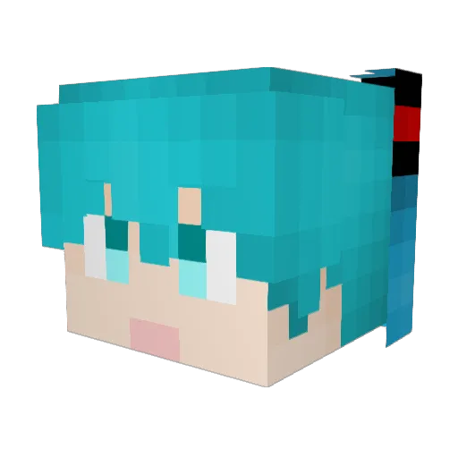 Bilibilii Minecraft avatar head, 3D render