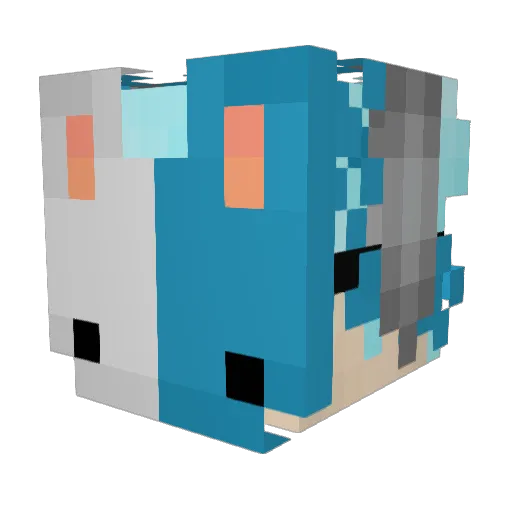 BinooBlue Minecraft avatar head, 3D render