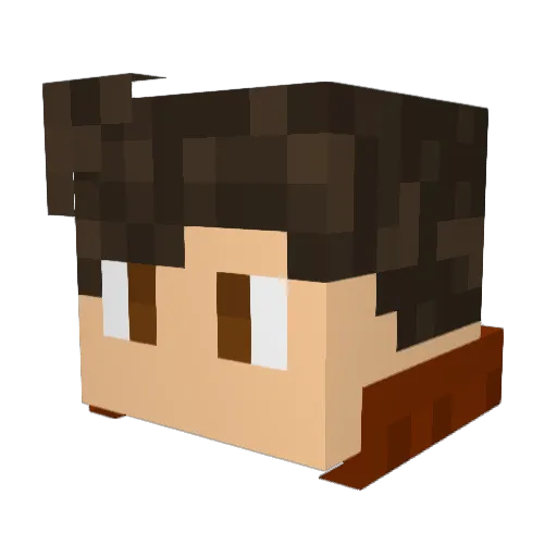 Binuuz Minecraft avatar head, 3D render