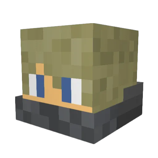 Bisuto Minecraft avatar head, 3D render