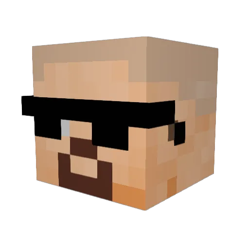 Bixinator Minecraft avatar head, 3D render