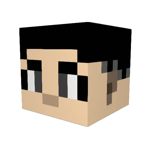 BlackAssei Minecraft avatar head, 3D render