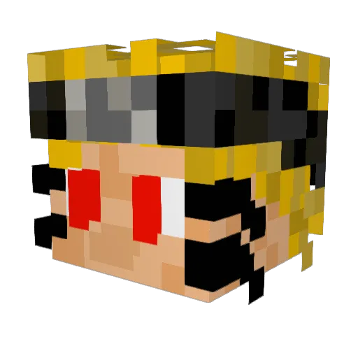 BlackKur4ma Minecraft avatar head, 3D render