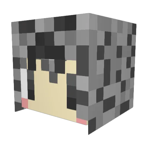 BlackLongHair Minecraft avatar head, 3D render