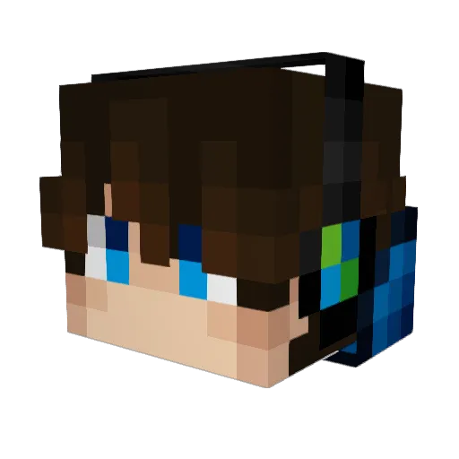 BlackMeit Minecraft avatar head, 3D render