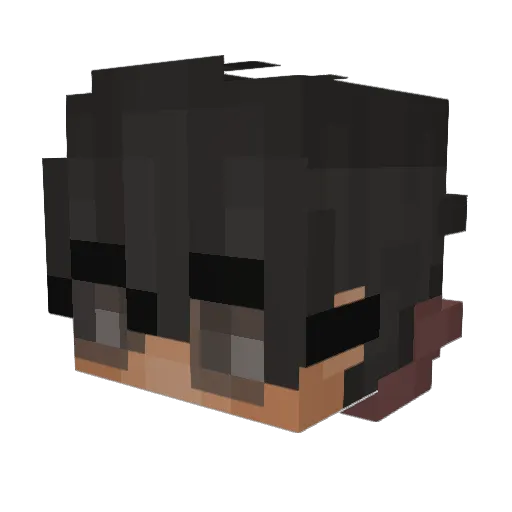BlackSimple Minecraft avatar head, 3D render