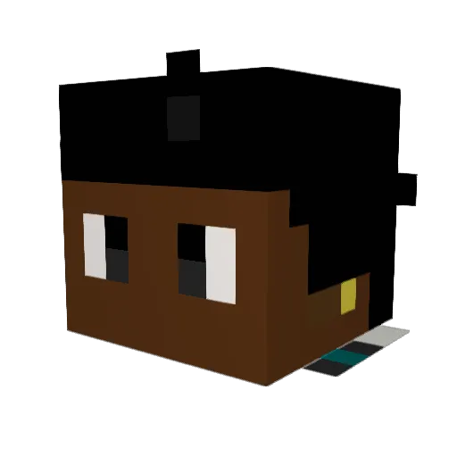 BlackyMC Minecraft avatar head, 3D render