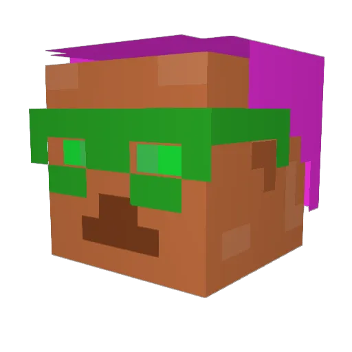 BlastinBibba Minecraft avatar head, 3D render