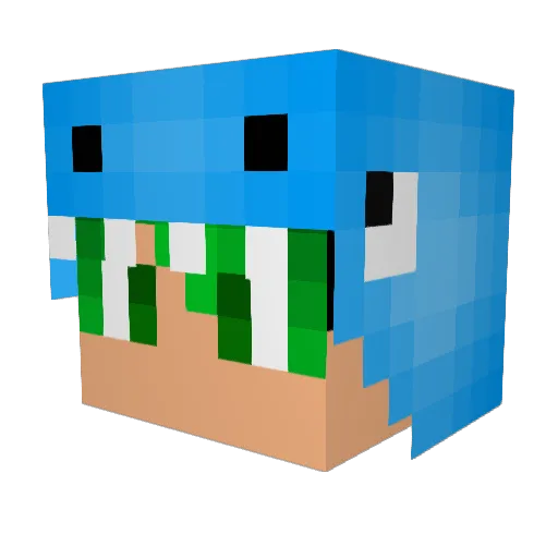 BleuRaptor Minecraft avatar head, 3D render