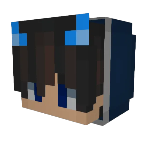 Bleufire Minecraft avatar head, 3D render