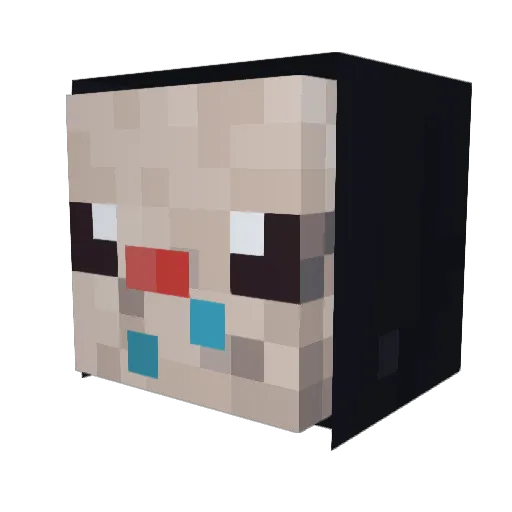 BlockyAlien_ Minecraft avatar head, 3D render