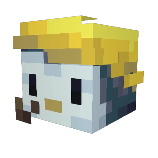 BlondPinguin Minecraft avatar head, 3D render