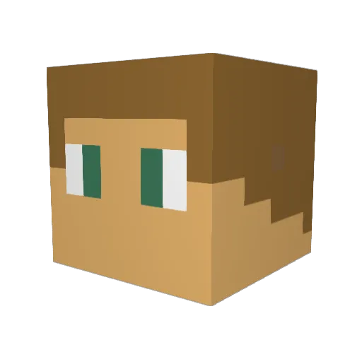 Bloopfun Minecraft avatar head, 3D render