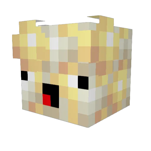Blooues Minecraft avatar head, 3D render