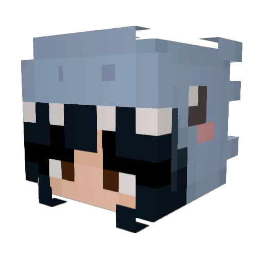 BluBleu Minecraft avatar head, 3D render