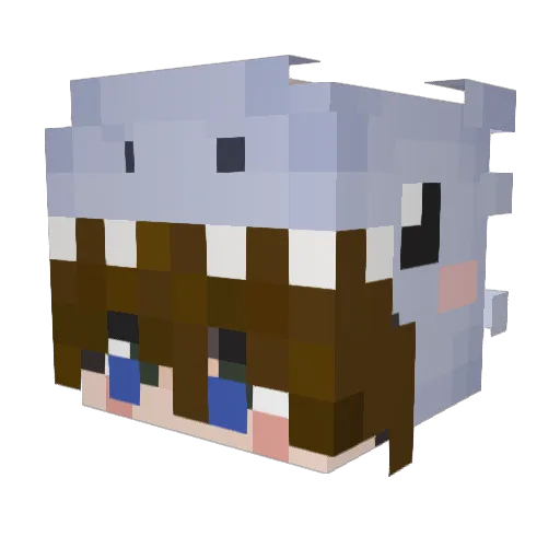 BluLoveU Minecraft avatar head, 3D render