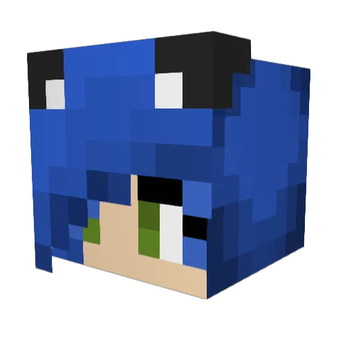 BlueDisaster Minecraft avatar head, 3D render