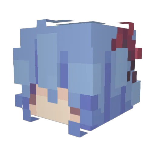 BlueHair Minecraft avatar head, 3D render