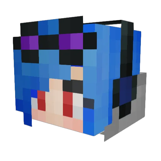 BlueKyoux Minecraft avatar head, 3D render