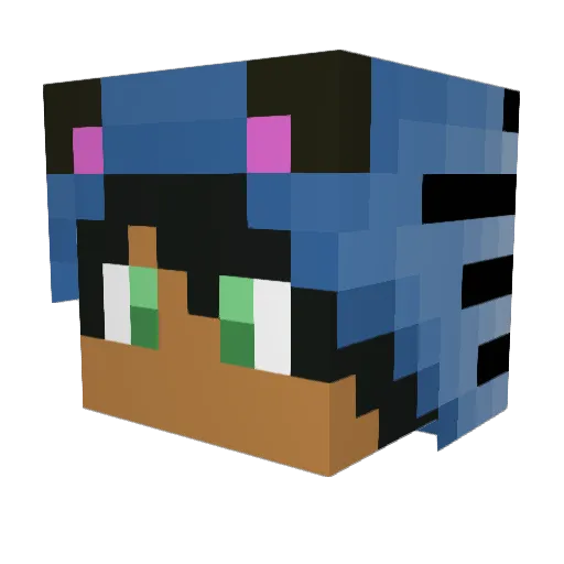 BlueLittleTiger Minecraft avatar head, 3D render