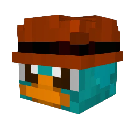 BlueLounger Minecraft avatar head, 3D render
