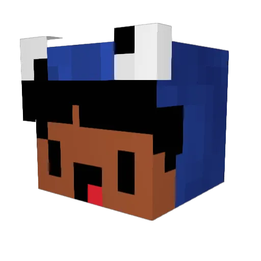 BlueMC Minecraft avatar head, 3D render