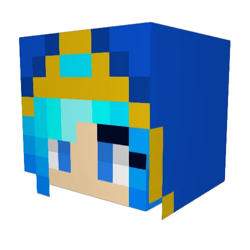 BlueMageBrilly Minecraft avatar head, 3D render