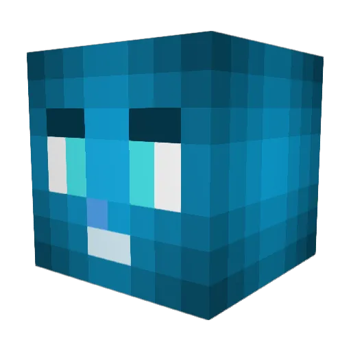 BlueMann Minecraft avatar head, 3D render