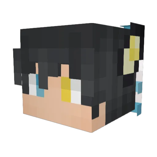 BlueNovie Minecraft avatar head, 3D render