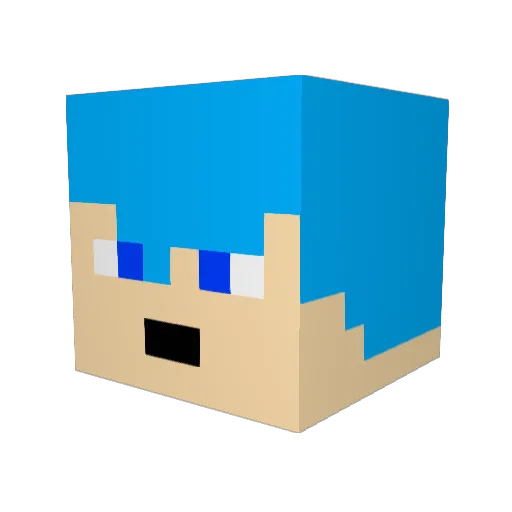 BluePizzaFish Minecraft avatar head, 3D render