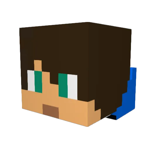 BluePuppyMiner Minecraft avatar head, 3D render