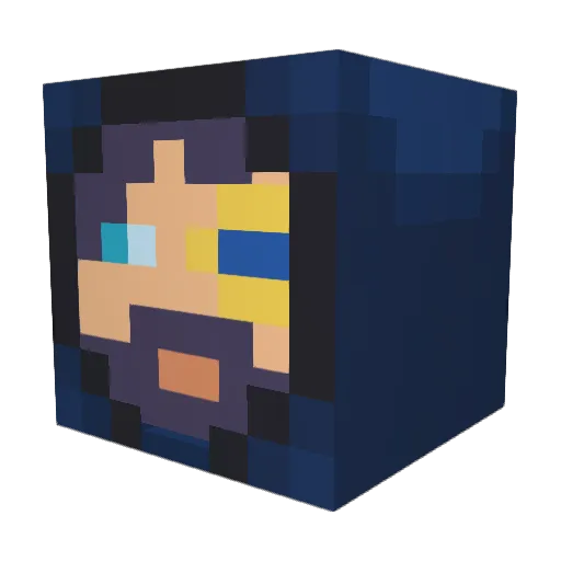 BlueRobotMiner Minecraft avatar head, 3D render