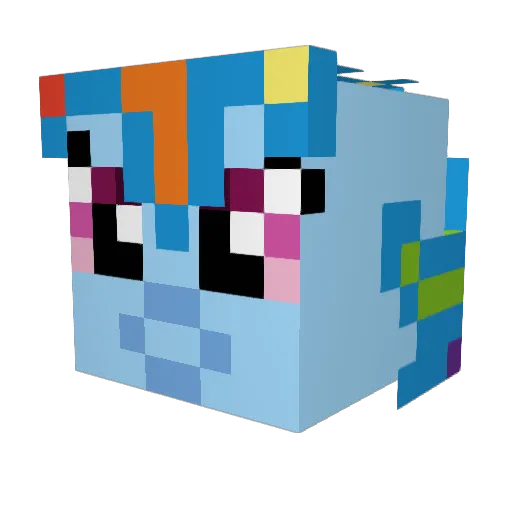 BlueScreenPony Minecraft avatar head, 3D render
