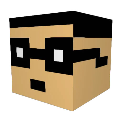 BlueTubby Minecraft avatar head, 3D render