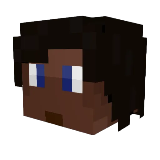 BlueWho Minecraft avatar head, 3D render