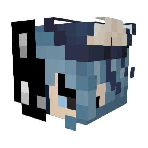 BlueWolfPuppy Minecraft avatar head, 3D render