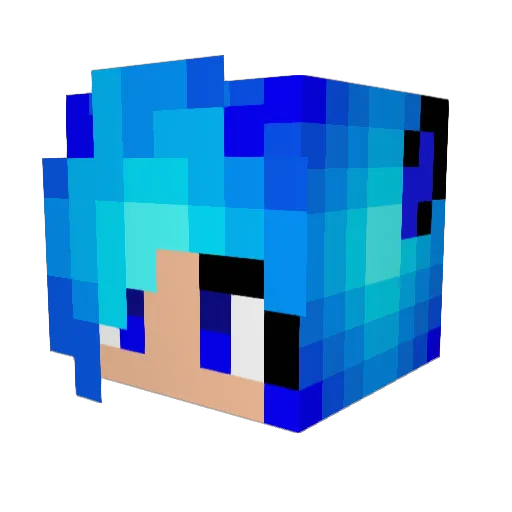 BlueeGirl Minecraft avatar head, 3D render