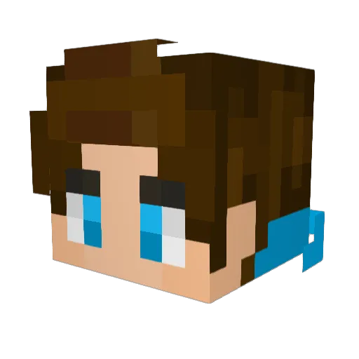 Blueet Minecraft avatar head, 3D render