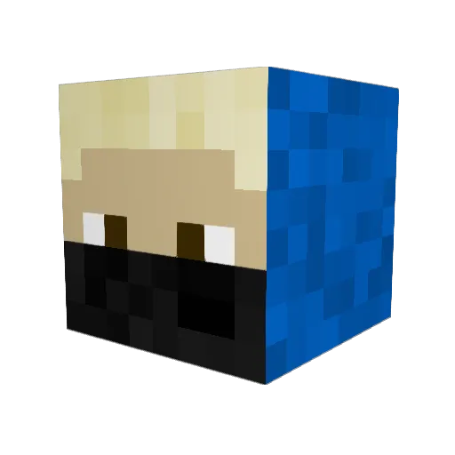 Bluehoodninja Minecraft avatar head, 3D render