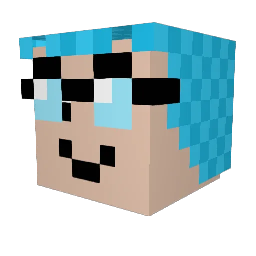 Bluemillion Minecraft avatar head, 3D render