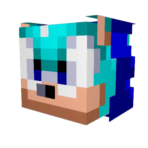 Bluersonic Minecraft avatar head, 3D render