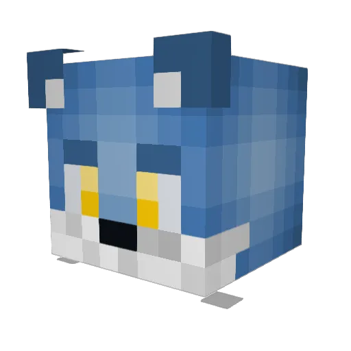 Bluewuff Minecraft avatar head, 3D render