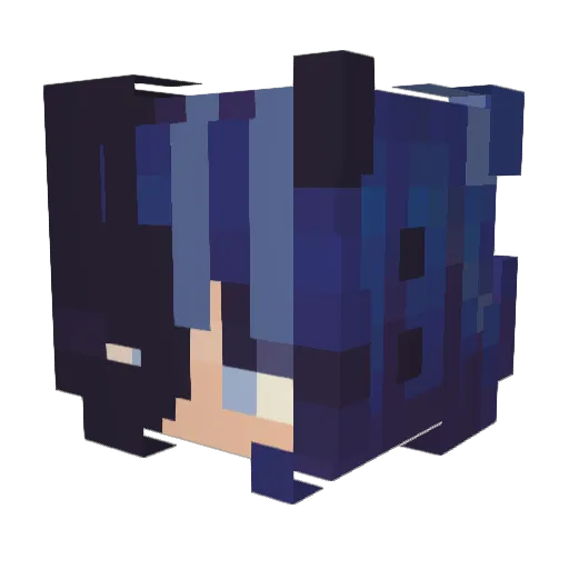 Bluqnu Minecraft avatar head, 3D render