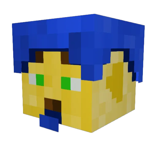 BlurryDude Minecraft avatar head, 3D render