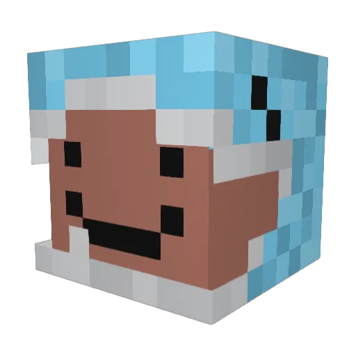 Bluzuli Minecraft avatar head, 3D render