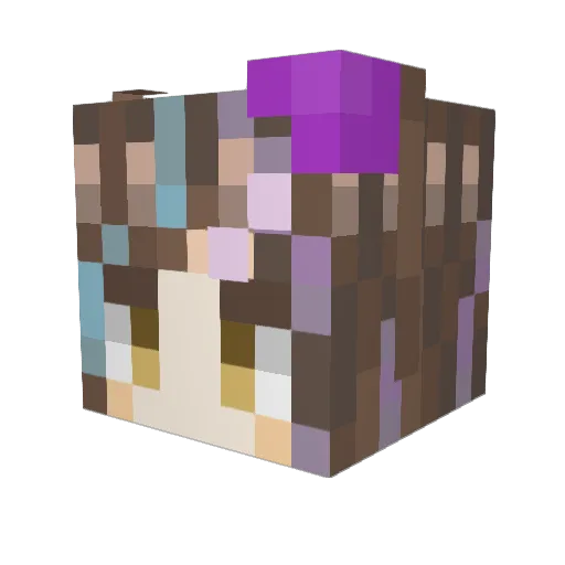 Bobzella Minecraft avatar head, 3D render