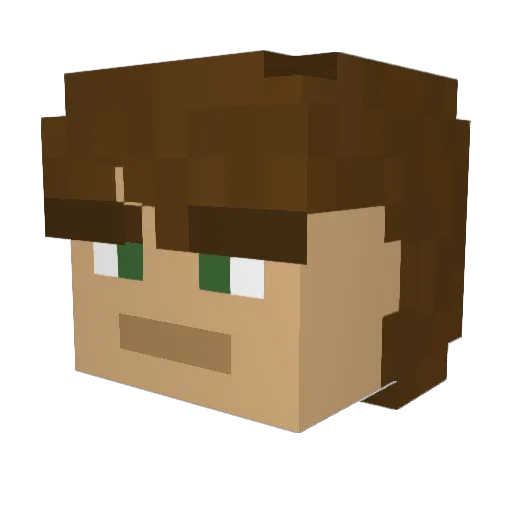 Bodbo Minecraft avatar head, 3D render