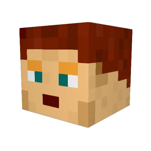 Bolate Minecraft avatar head, 3D render