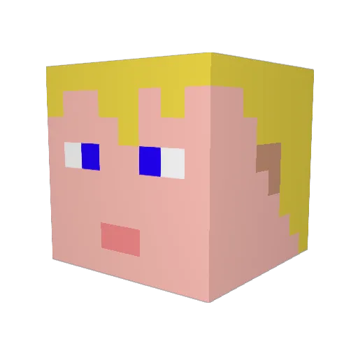 Bombendonut Minecraft avatar head, 3D render